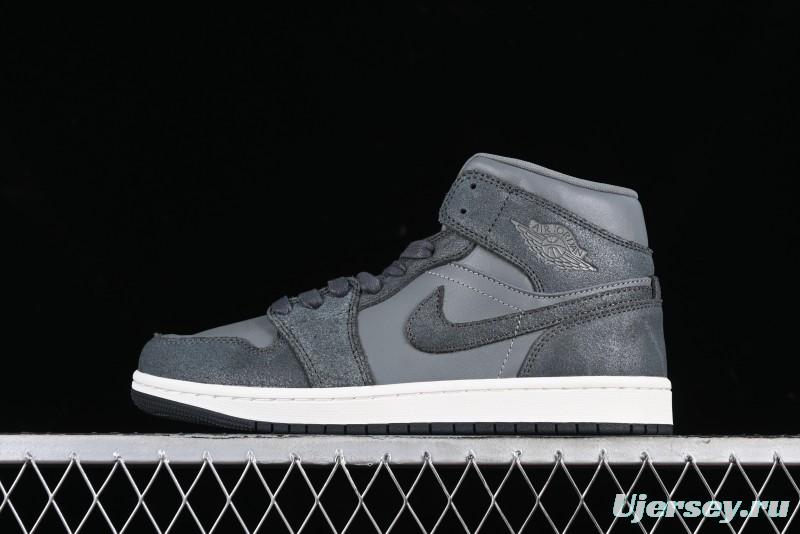 Nike Air Jordan 1 Mid Basketball Shoes in Space Gray - FJ3448-001