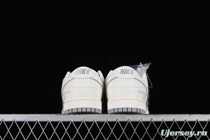 Nike SB Dunk Low LV Collaboration - Beige Silver Gray Anniversary High-End Custom Low-Top Casual Skate Shoes - BB8766-210