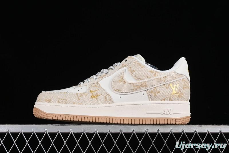Nike Air Force 1 '07 Low V Collaboration - Khaki Mini Swoosh Low-Top Casual Sneakers - SJ2088-001