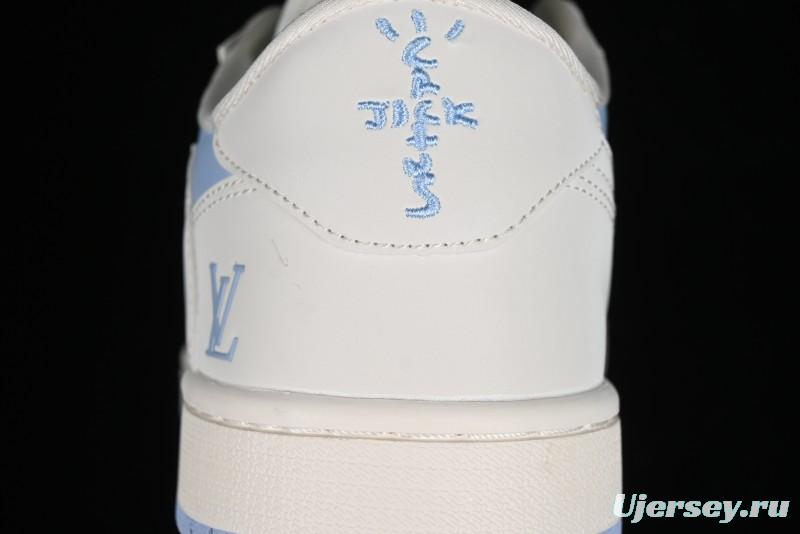 Nike Travis Scott x Fragment Design x Jordan Air Jordan 1 Low OG SP AJ1 LV Blue Double Hook Casual Sneakers - BB6588-103