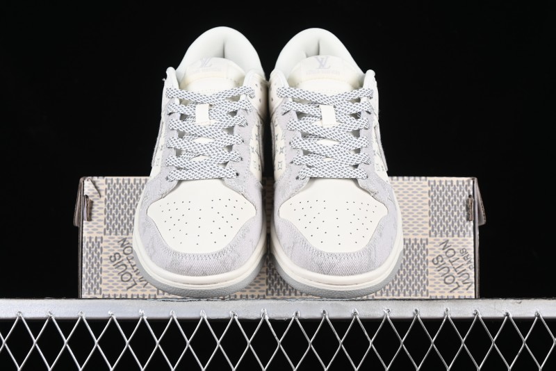 Nike SB Dunk Low LV Collaboration - Beige Denim Anniversary High-End Custom Low-Top Casual Skate Shoes - JH8310-947