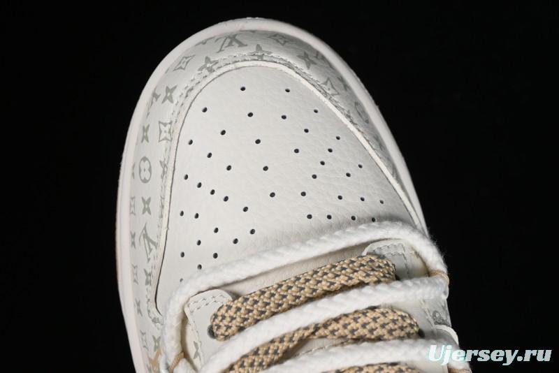Nike SB Dunk Low LV Collaboration Strap Beige Swoosh Anniversary High-End Custom Low-Top Casual Sneakers - SJ2068-250