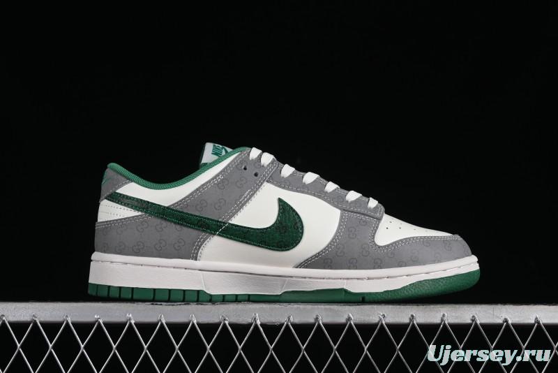 Nike SB Dunk Low Gucci Collaboration - Double G Grey Green Swoosh Anniversary Custom Low-Top Casual Skate Shoes - SF1588-134