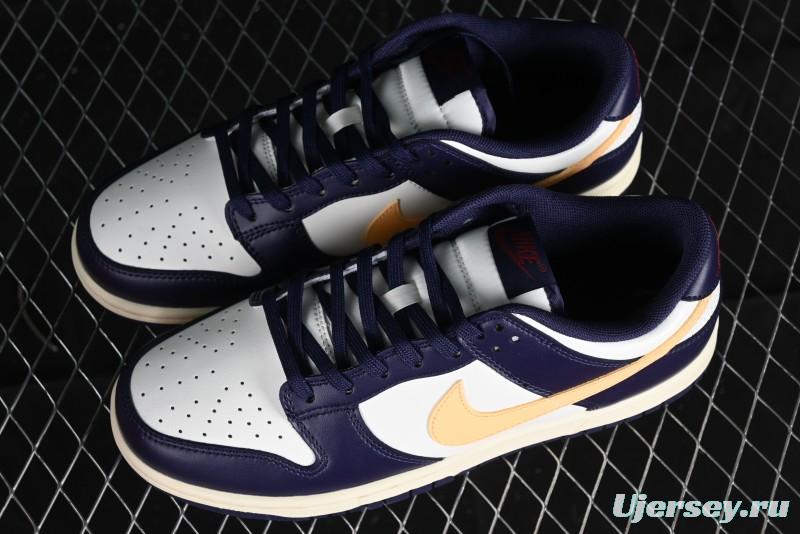 Nike Dunk Low Retro SB Skateboarding Shoes in Navy Blue with Purple Gold White Colorway - FV8106-181