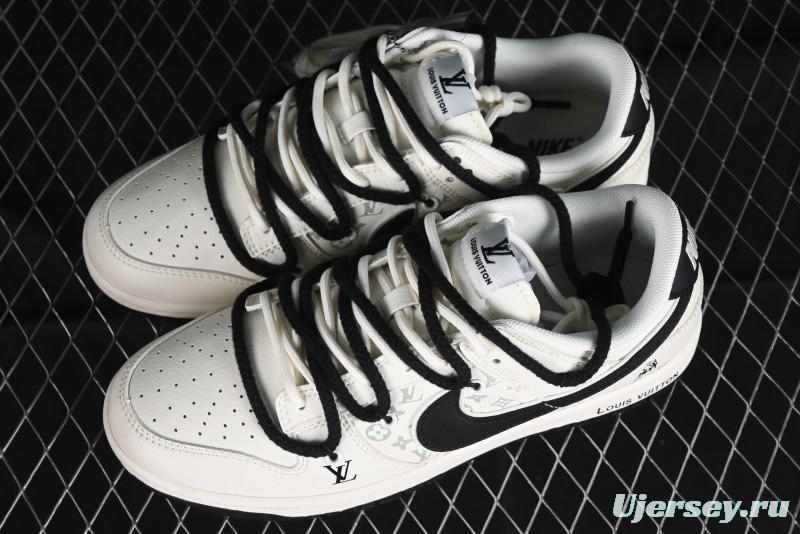 Nike SB Dunk Low LV Collaboration - Lamborghini Strap White Black Hook Anniversary High-End Custom Low-Top Casual Sneakers - SJ2068-261