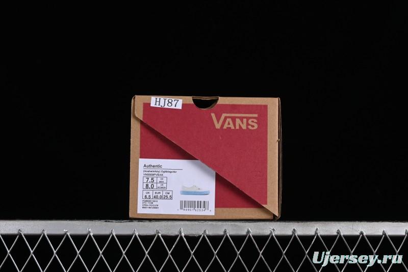 Vans Authentic White Blue Canvas Skate Shoes - VN0009PVEAK