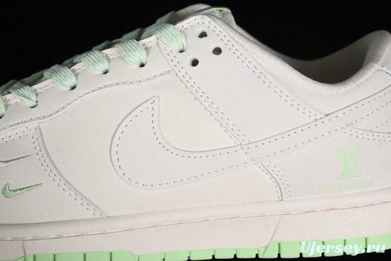 Nike SB Dunk Low LV Collaboration - Double Swoosh Fluorescent Green Anniversary High-End Custom Low-Top Casual Skate Shoes - XX2025-321