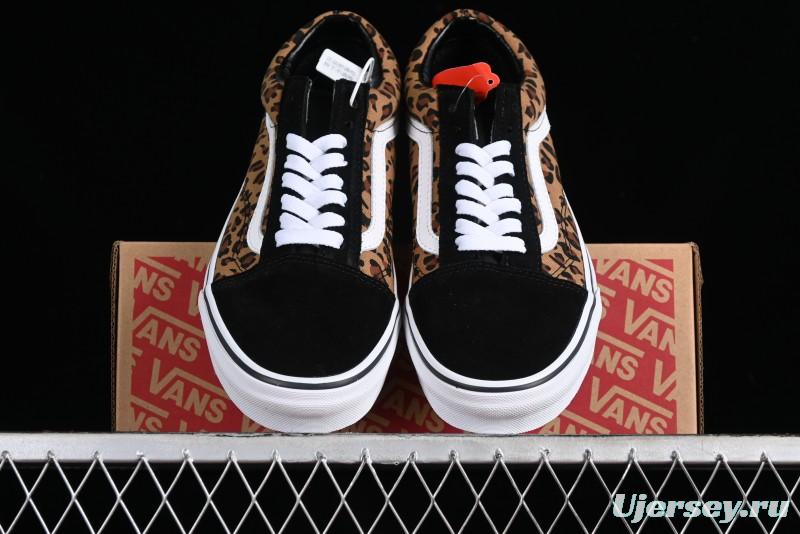 Vans Old Skool Classic Retro Low-Top Canvas Sneakers with Leopard Print and Slip-Resistant Sole - VN000CR5CJK