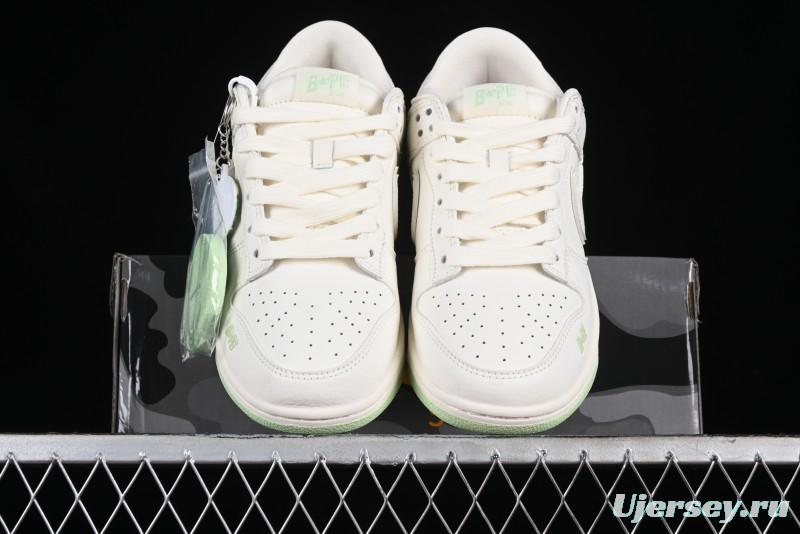 Nike SB Dunk Low Bape Collaboration - Apple Green Anniversary High-End Custom Low-Top Casual Skate Shoes - CF3688-010