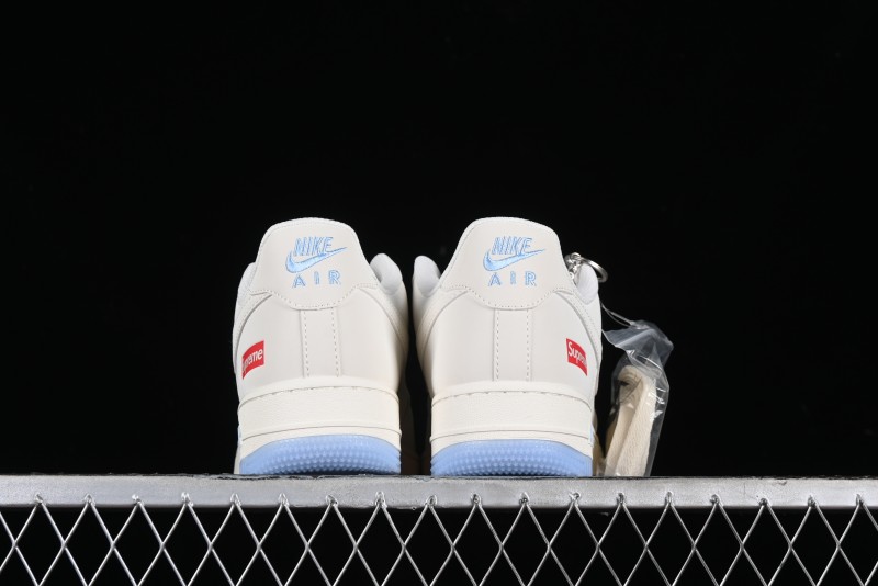 Nike Air Force 1 '07 Low Supreme Collaboration - White Blue Colorblock Low-Top Casual Sneakers BB9599-202