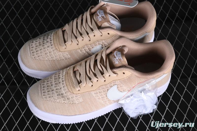 Nike Air Force 1 '07 Low 2.0 Khaki Flyknit Casual Sneakers - CI0051-200