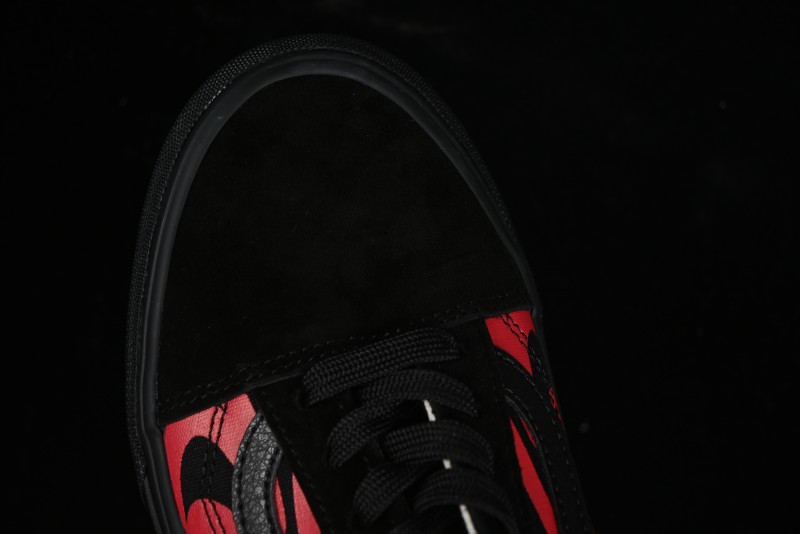 Vans Knu Skool High Street American Retro Canvas Skate Shoes in Black Red - VN0009BCRTU