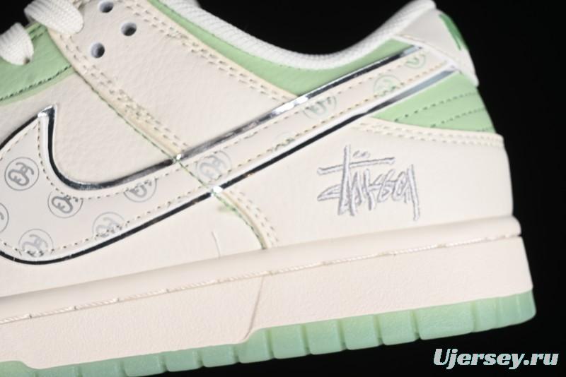 Nike SB Dunk Low Stussy Collaboration - Cream Apple Green Anniversary Custom Low-Top Casual Skate Shoes - XY1688-006
