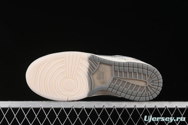 Nike SB Dunk Low Stussy Collaboration - White Grey Double Swoosh Anniversary High-End Custom Low-Top Casual Sneakers - XX2025-206