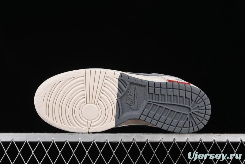 Nike SB Dunk Low x Supreme x Stussy Anniversary Customized Sneakers in Off-White Grey Check - SJ2068-272