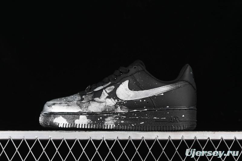 Nike Air Force 1 '07 Low Graffiti Black Silver Anime Hand-Painted Casual Sneakers - CW2288-012