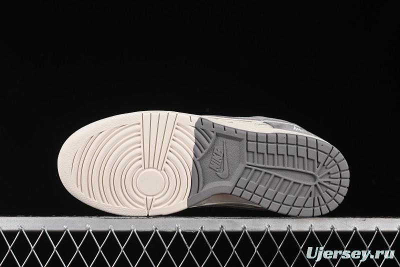 Nike SB Dunk Low Stussy Collaboration - Grey Pig Suede Patchwork Anniversary Custom Low-Top Casual Skate Shoes - CF3688-016