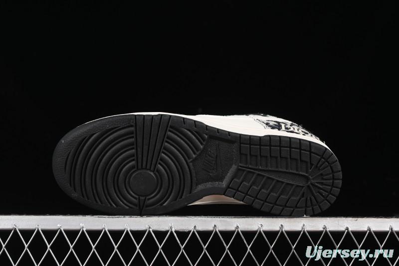 Nike SB Dunk Low Dior Collaboration - Black Grey Pattern Anniversary High-End Custom Low-Top Casual Sneakers - XY1688-010
