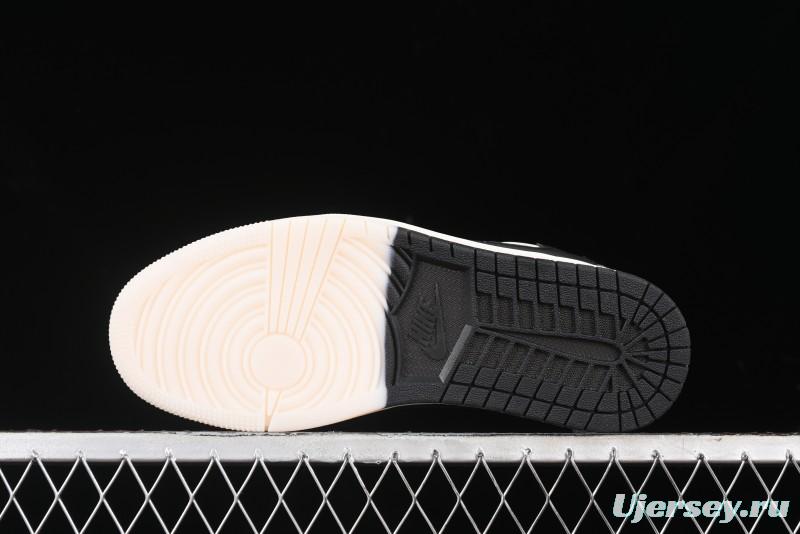 Nike Travis Scott x Fragment Design x Air Jordan 1 Low OG SP AJ1 Gucci Collaboration - Black Grey Pattern Low Top Casual Sneakers - XY2688-117