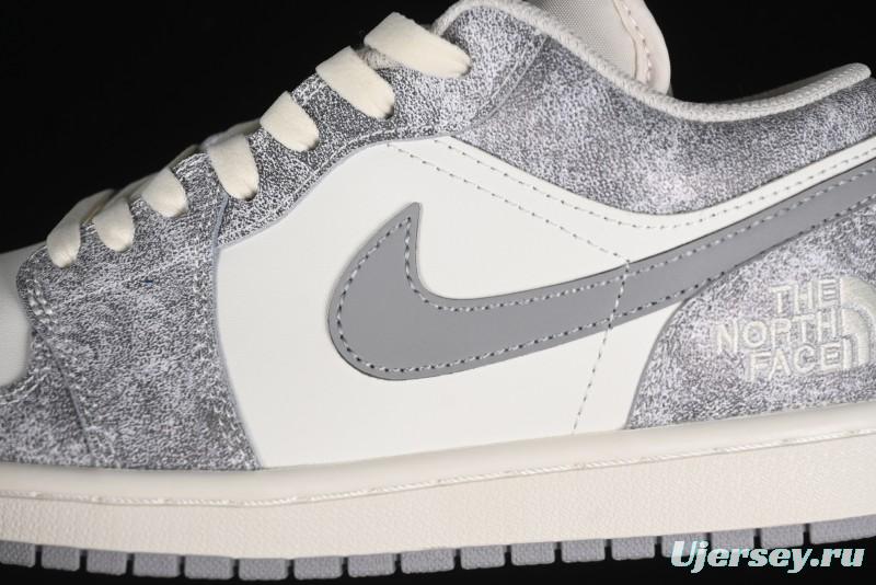 Nike Air Jordan 1 Low AJ1 The North Face Collaboration - Rock Gray High-End Custom Retro Basketball Shoes DC2024-023