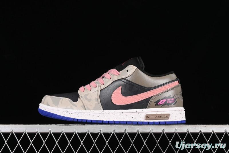 Nike Air Jordan 1 Low Retro Basketball Shoes with Panda Mischief Pioneer Knight Design - 553558-154