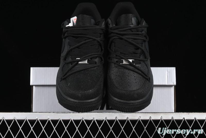 Nike Air Force 1 '07 Low Cleanfit High Street Retro Style All Black Star-Studded Diamond Accents Lace-Up Low-Top Casual Sneakers - ZH0316-030