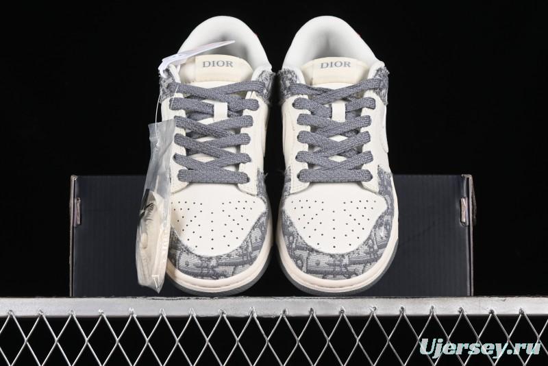 Nike SB Dunk Low Dior Collaboration - Suede Gray Anniversary High-End Custom Low-Top Casual Skate Shoes - XY1688-004