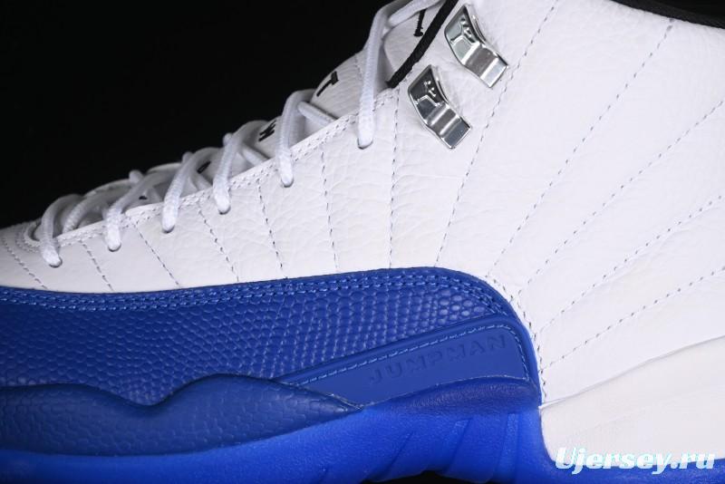 Nike Air Jordan 12 Retro Basketball Shoes in White Blue - CT8013-140