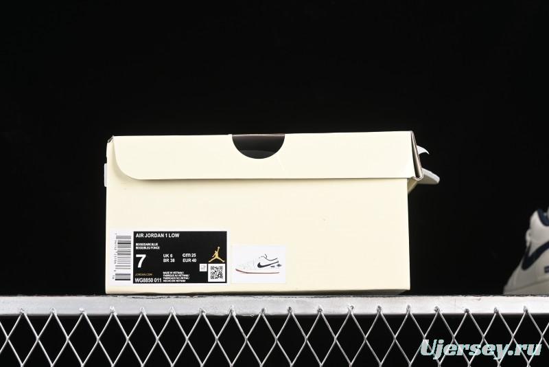 Nike Air Jordan 1 Low Supreme Collaboration Retro Basketball Shoes - WG8850-011