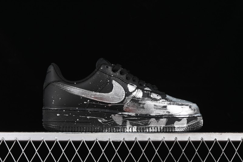 Nike Air Force 1 '07 Low Graffiti Black Silver Anime Hand-Painted Casual Sneakers - CW2288-012