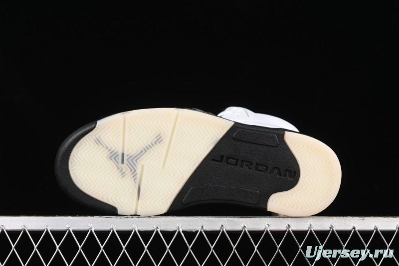 Nike Air Jordan 5 Retro Basketball Shoes in White/Silver/Black - DD0587-110