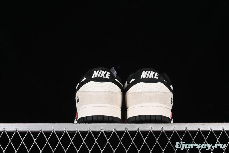 Nike SB Dunk Low x Supreme x Stussy Triple Collaboration Off-White Black Swoosh Anniversary High-End Custom Low-Top Casual Skate Shoes - SJ2068-270