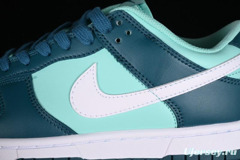 Nike Dunk Low SB Skateboarding Shoes in White and Geode Teal - DD1503-301