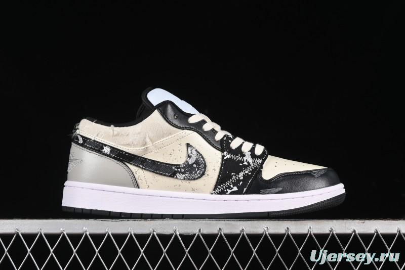 Nike Air Jordan 1 Low AJ1 Panda Prank Universe Exploration Custom Casual Sneakers - 553558-132