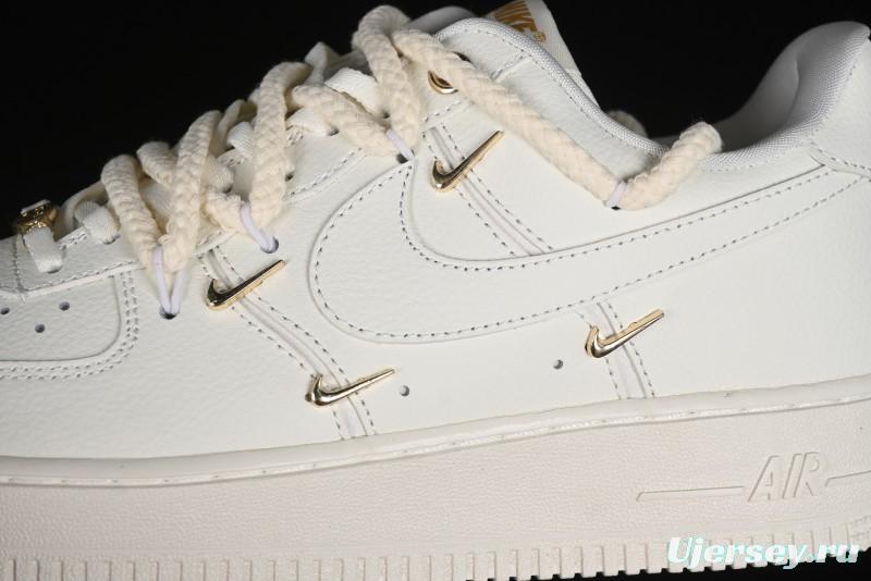 Nike Air Force 1 '07 Low Beige Deconstructed Swoosh Casual Sneakers - FX3654-111