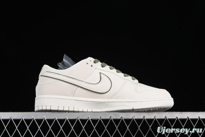 Nike SB Dunk Low Supreme Collaboration - Off-White Green Check Anniversary Customized Low-Top Casual Skate Shoes - DQ1098-391