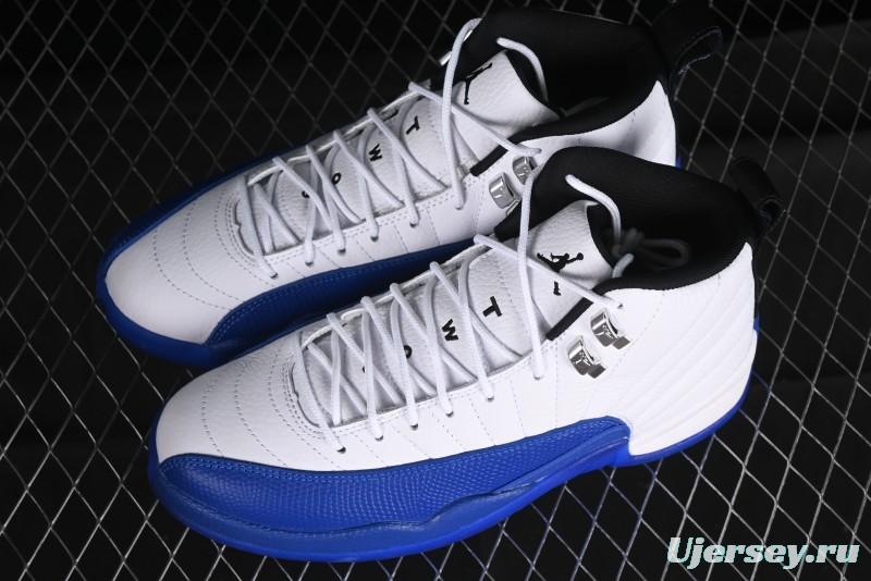Nike Air Jordan 12 Retro Basketball Shoes in White Blue - CT8013-140