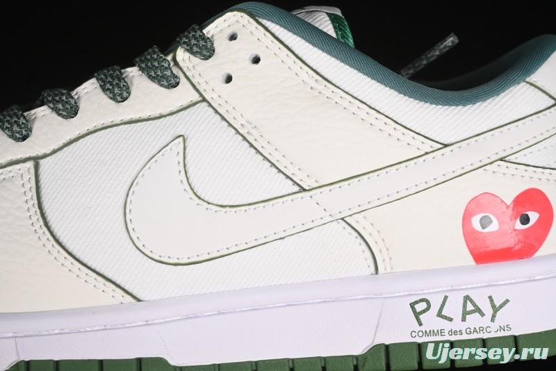 Nike SB Dunk Low Comme des Garçons Collaboration - Woven Beige White Swoosh Anniversary Custom Low-Top Casual Skate Shoes - KK1888-010