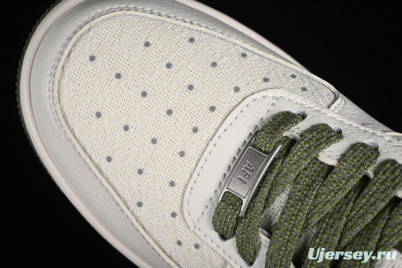 Nike Air Force 1 '07 Low Gucci Collaboration - Beige Green Linen Casual Sneakers - XZ3398-588