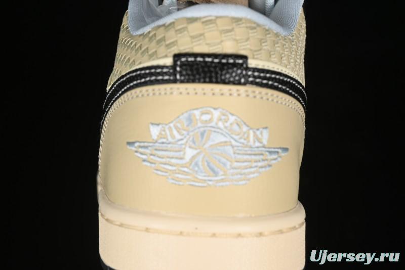 Nike Air Jordan 1 Low "Coconut Milk Black" Casual Basketball Shoes with Team Gold Accents - HQ3437-101