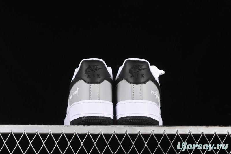 Nike Air Force 1 '07 Low White Grey Black Double Swoosh Casual Sneakers - DY8899-001