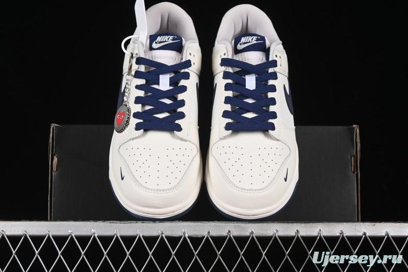 Nike SB Dunk Low Comme des Garcons Collaboration - Off-White Blue Swoosh Anniversary Custom Low-Top Casual Sneakers - KK1888-008