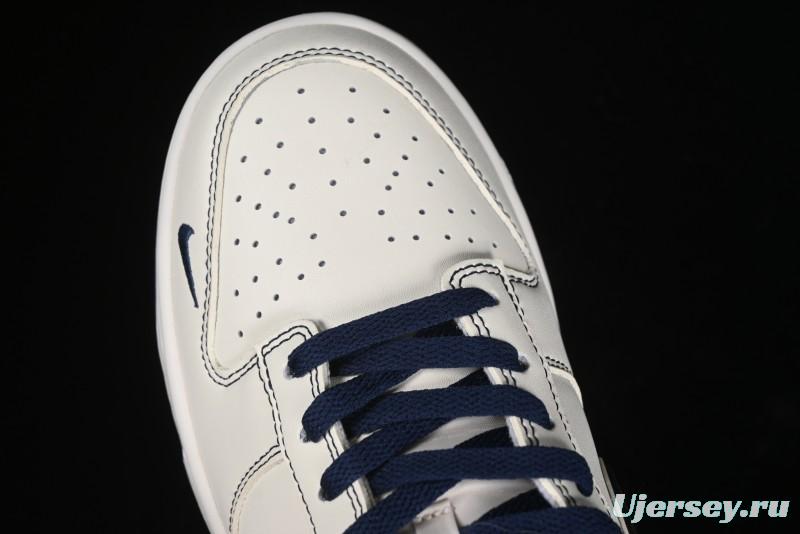 Nike SB Dunk Low OFF-WHITE Collaboration - Beige Navy Swoosh Anniversary Custom Low-Top Casual Skate Shoes - DJ2024-011