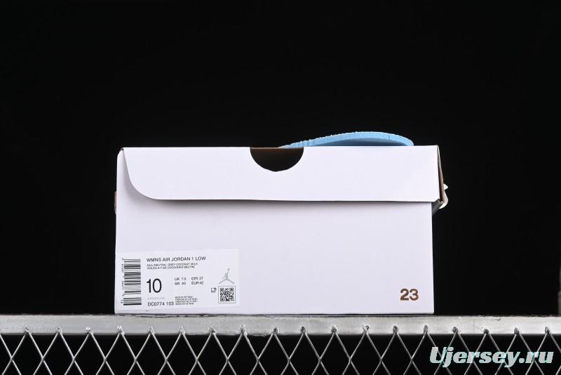 Nike Air Jordan 1 Low Casual Sneakers in White-Grey - FQ7687-300