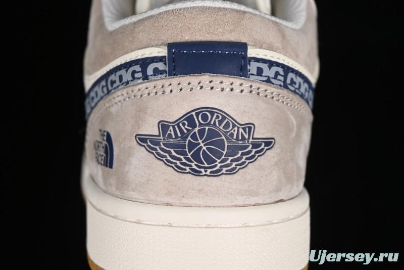 Nike Air Jordan 1 Low AJ1 The North Face Collaboration - White Grey Brown Custom High-End Basketball Shoes - LJ6688-001