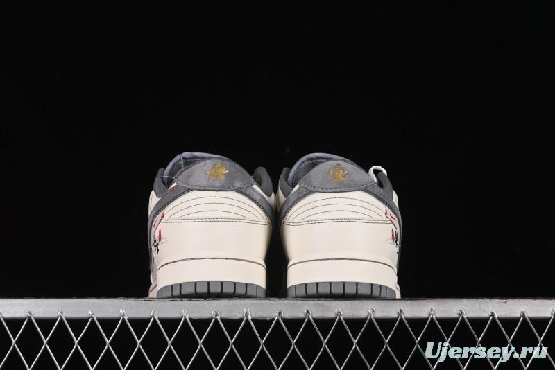 Nike SB Dunk Low Black Wukong Series - Light Gray Swoosh Anniversary Custom Low-Top Casual Skate Shoes - SJ1098-013