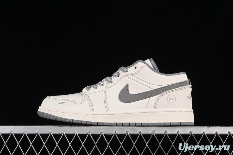 Nike Air Jordan 1 Low AJ1 Lightning Collaboration - Off White Grey Anniversary Custom Edition Low-Top Casual Sneakers - CF3688-020