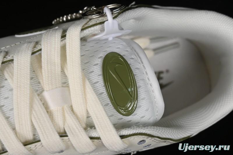 Nike SB Dunk Low Supreme Collaboration - Off White Dark Green Check Anniversary High-End Custom Low-Top Casual Skate Shoes - DQ1098-393