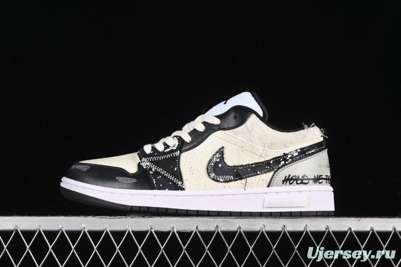 Nike Air Jordan 1 Low AJ1 Panda Prank Universe Exploration Custom Casual Sneakers - 553558-132