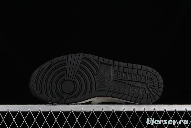 Nike Air Jordan 1 Low AJ1 x Violent Bear Collaboration - Black Beige Mark Line Custom Retro Basketball Shoes - SJ9950-013